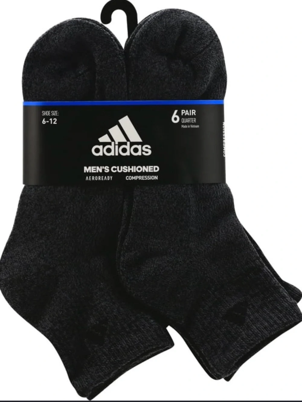 adidas Men's Cushion Aeroready Compression Socks - Black (6-Pack)